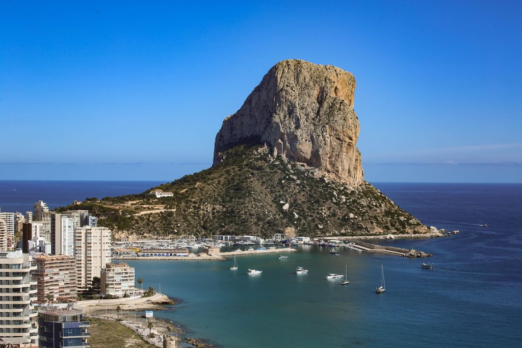 beach, sea, spain, costa blanca, calpe, landscape, rock, sunset, skyline, vacation, tourism, mediterranean climate, coast, crystal clear water, dive, sail, yachts, nature, rock formations, culture, story, architecture, cityscape, blue sky, spain, spain, spain, spain, spain